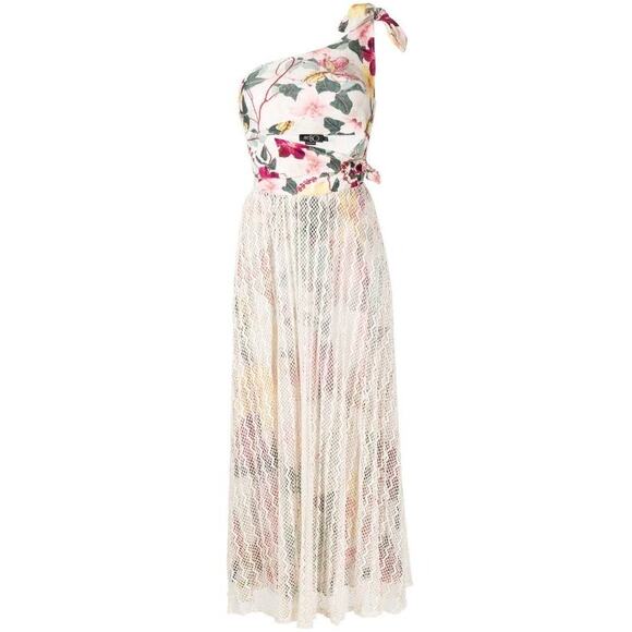 PatBO Hibiscus Neutral floral-print one-shoulder Sundress NWT SZ 4 - Picture 4 of 14